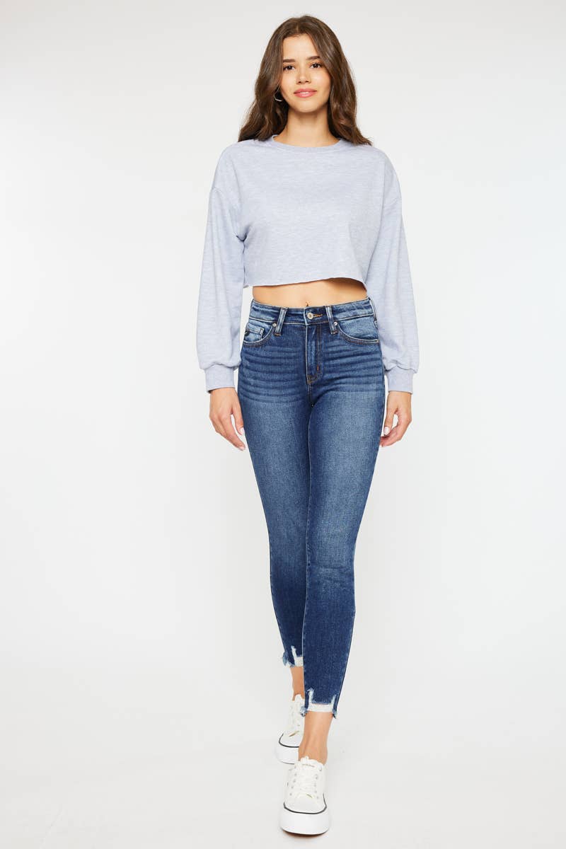 HIGH RISE RAW HEM ANKLE SKINNY-KC9216D