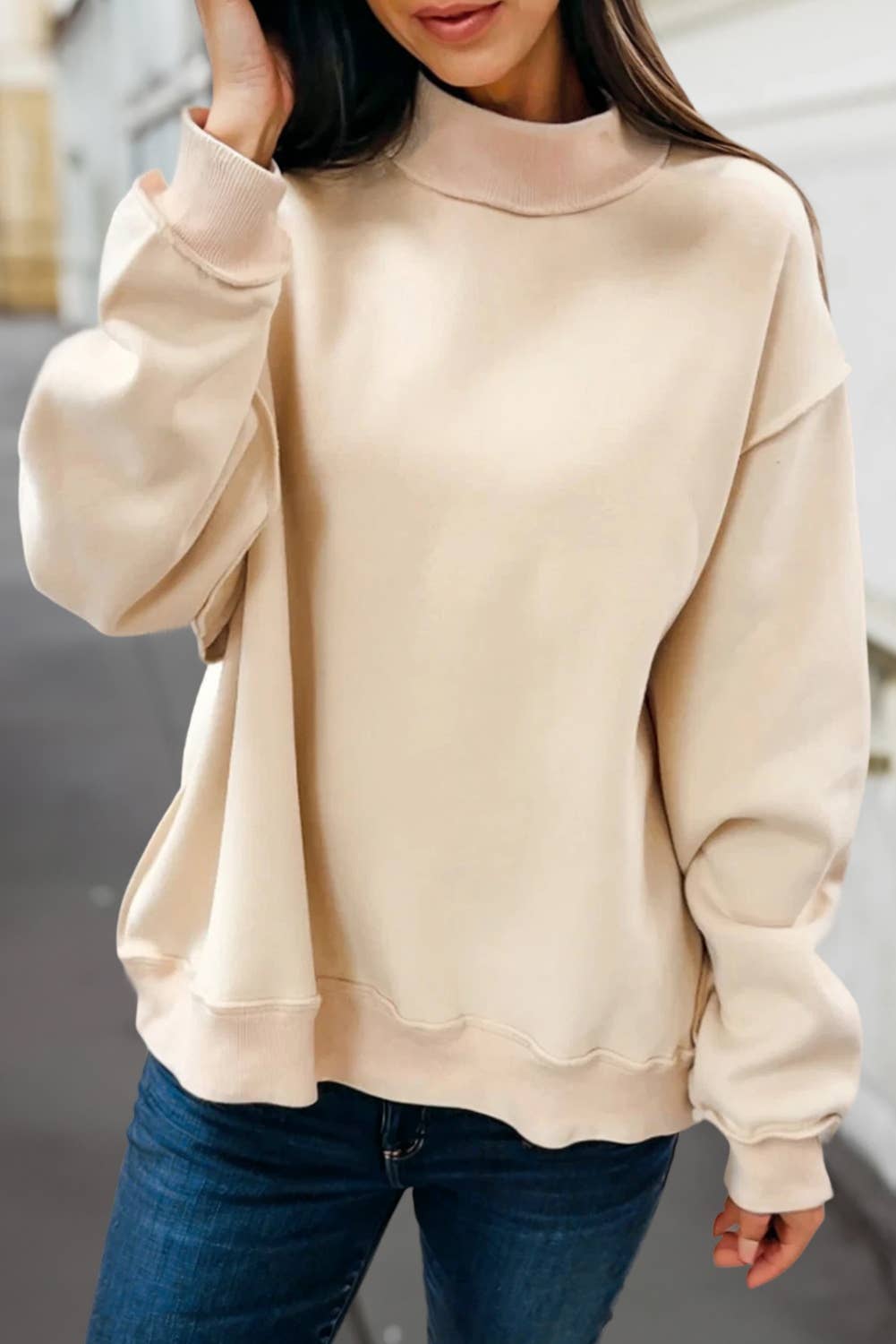 Reversible Oversized Mock Neck Sweatshirt | S-4X